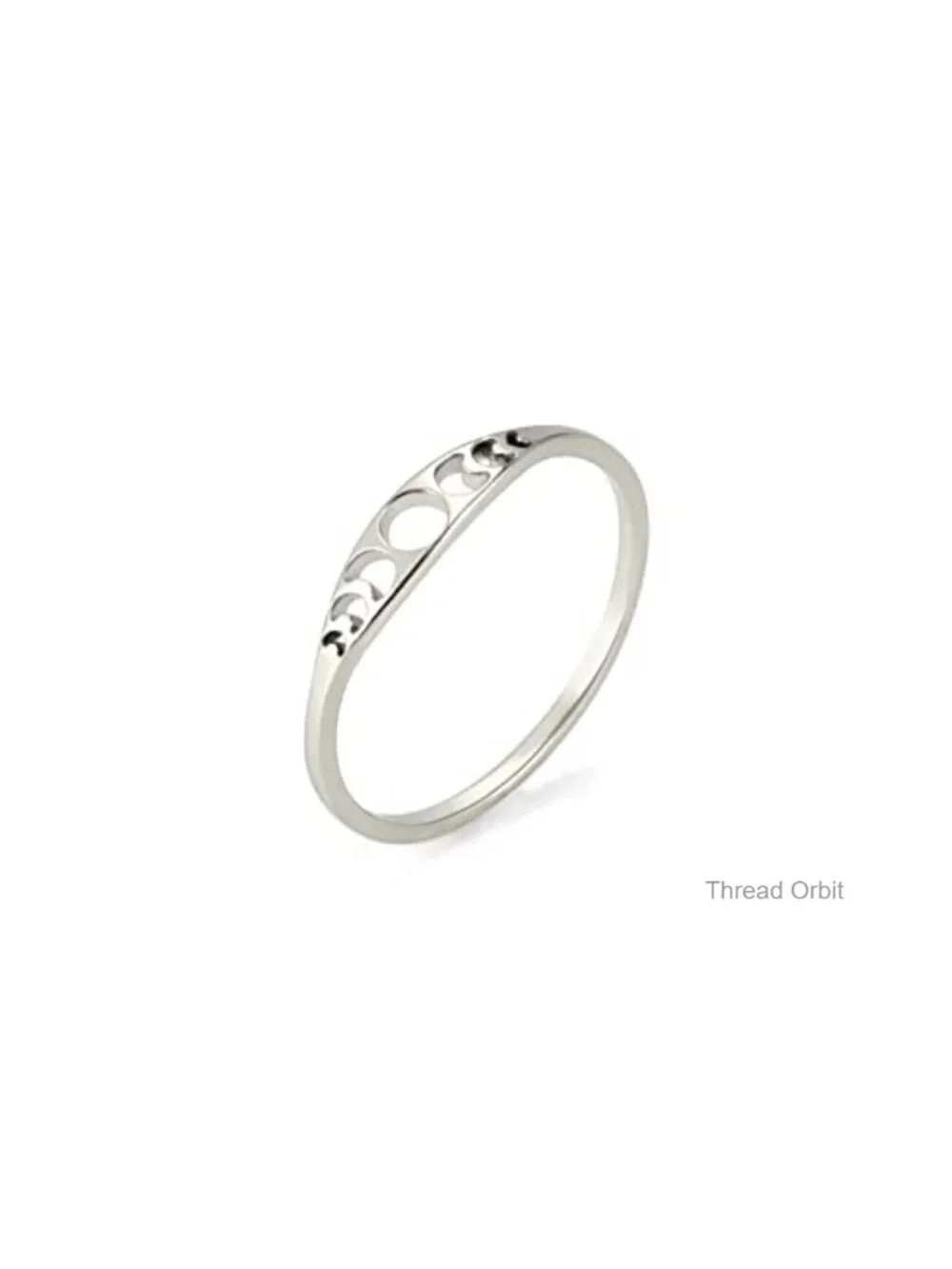 Minimalist Crescent Moon Phase Ring Stainless Steel Hollow Out Band Gift